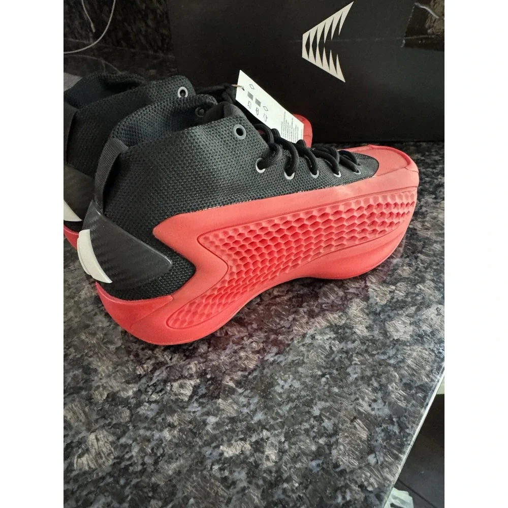 Adidas Anthony Edwards 1 J Core Black Red Basketball Shoes IG6611 Kids Size 6Y
